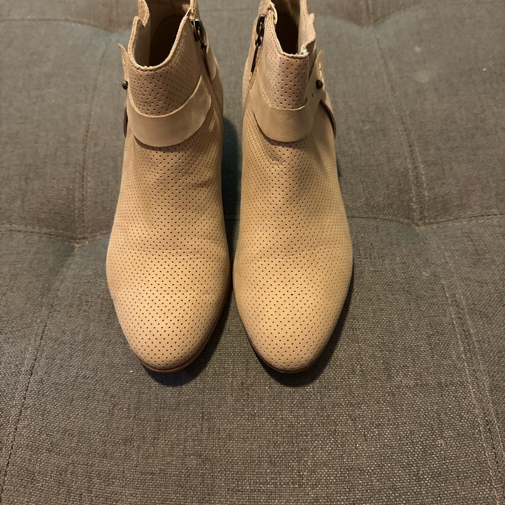 Clarks Tan Perforated Ankle Boots